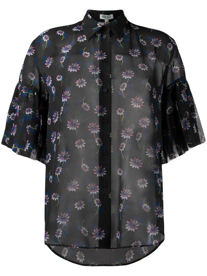 Kenzo Passion Flower Sheer Blouse - Black