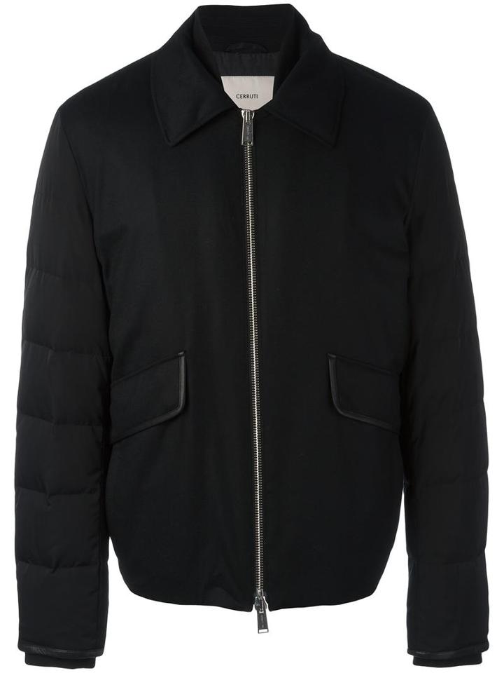 Cerruti 1881 Padded Sleeve Zip-up Jacket, Men's, Size: 46, Black, Wool/polyester/cotton/feather Down