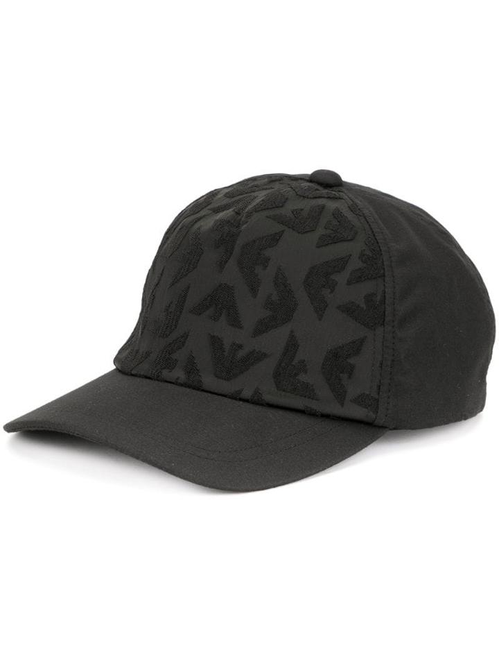 Emporio Armani All-over Logo Baseball Cap - Black