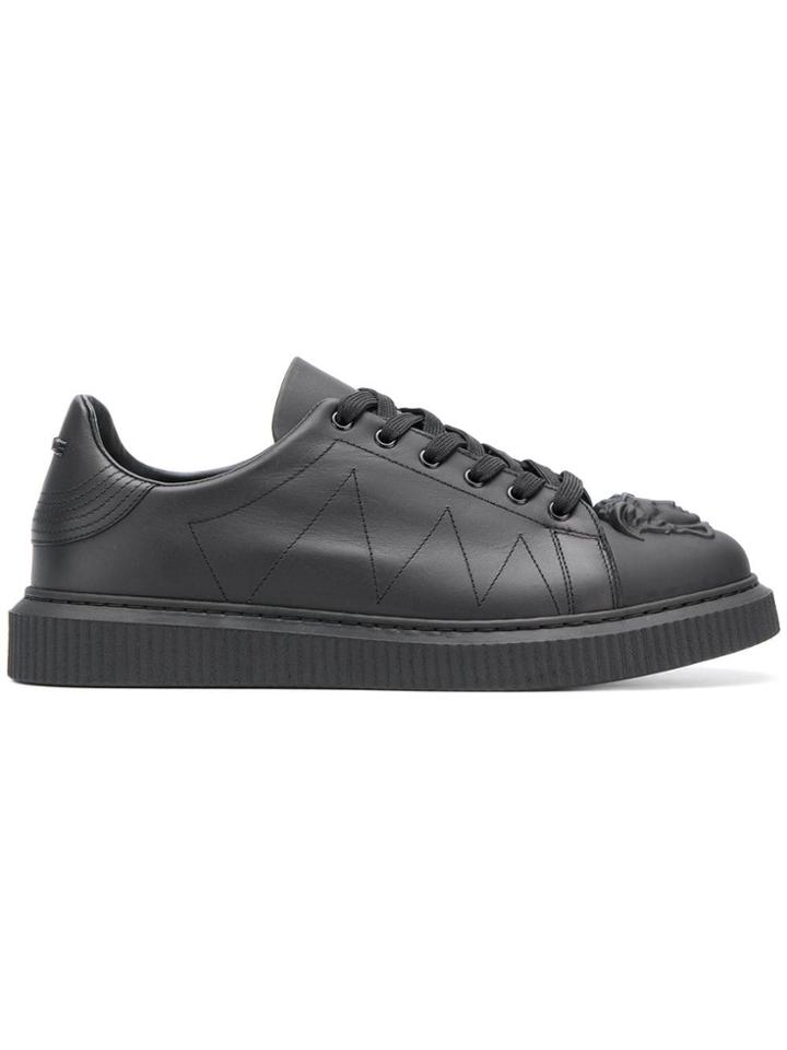 Versace Debossed Medusa Logo Sneakers - Black