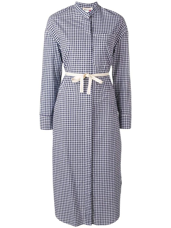 Semicouture Gingham Print Shirt Dress - Blue