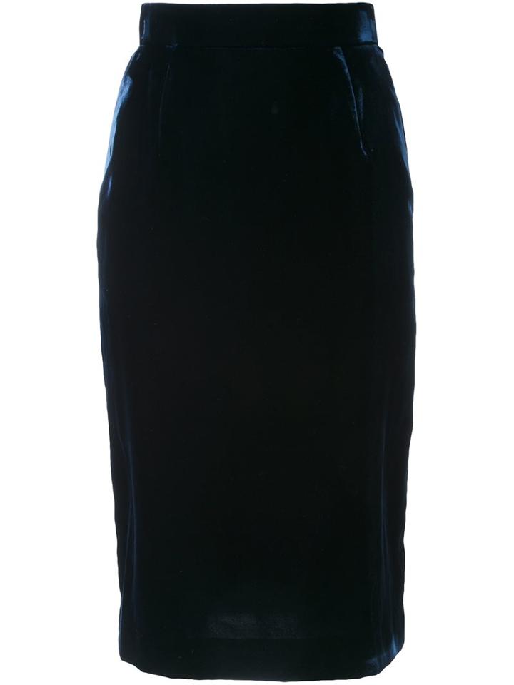 Cityshop Velvet Pencil Skirt, Women's, Size: 36, Blue, Polyurethane/cupro/rayon