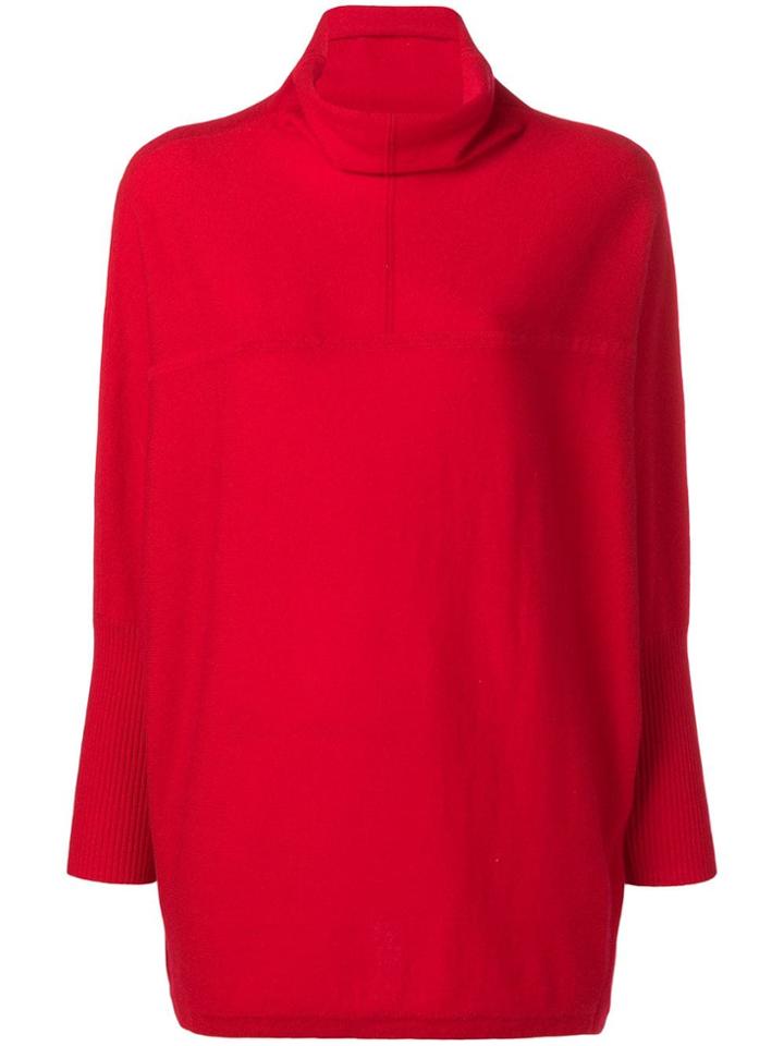 Philo-sofie Cropped Sleeve Turtleneck Sweater - Red