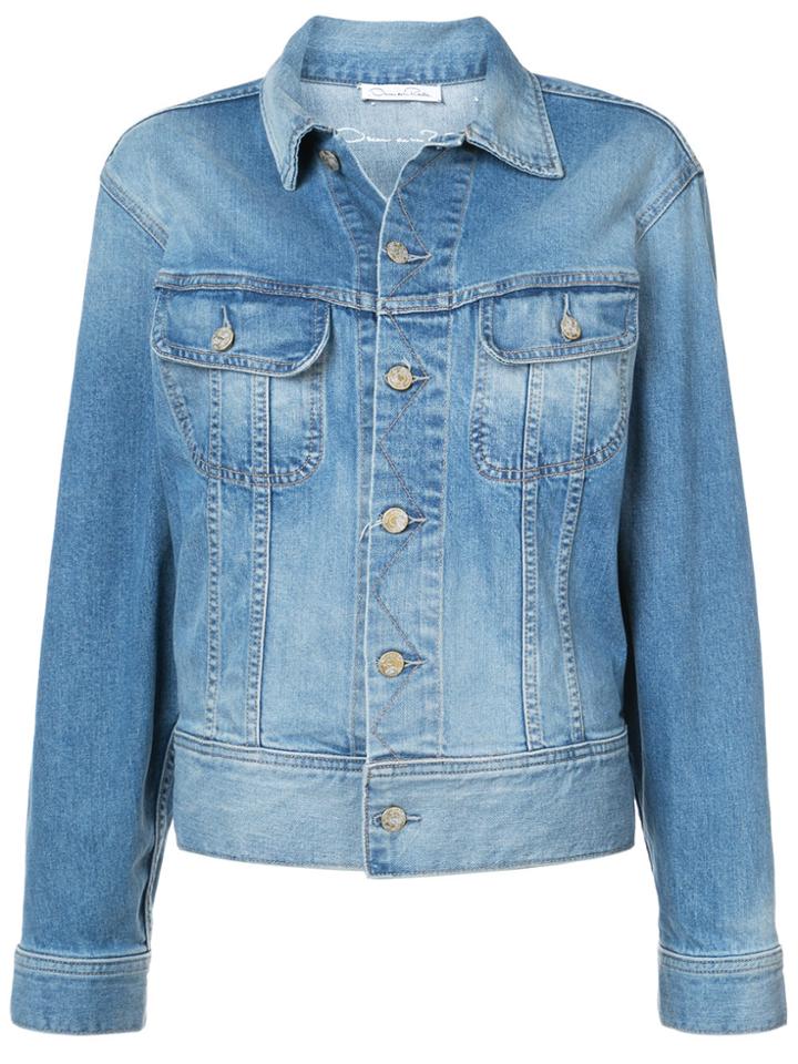 Oscar De La Renta Appliqué Detail Denim Jacket - Blue