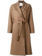 Erika Cavallini Belted Coat, Women's, Size: 42, Brown, Polyamide/viscose/virgin Wool