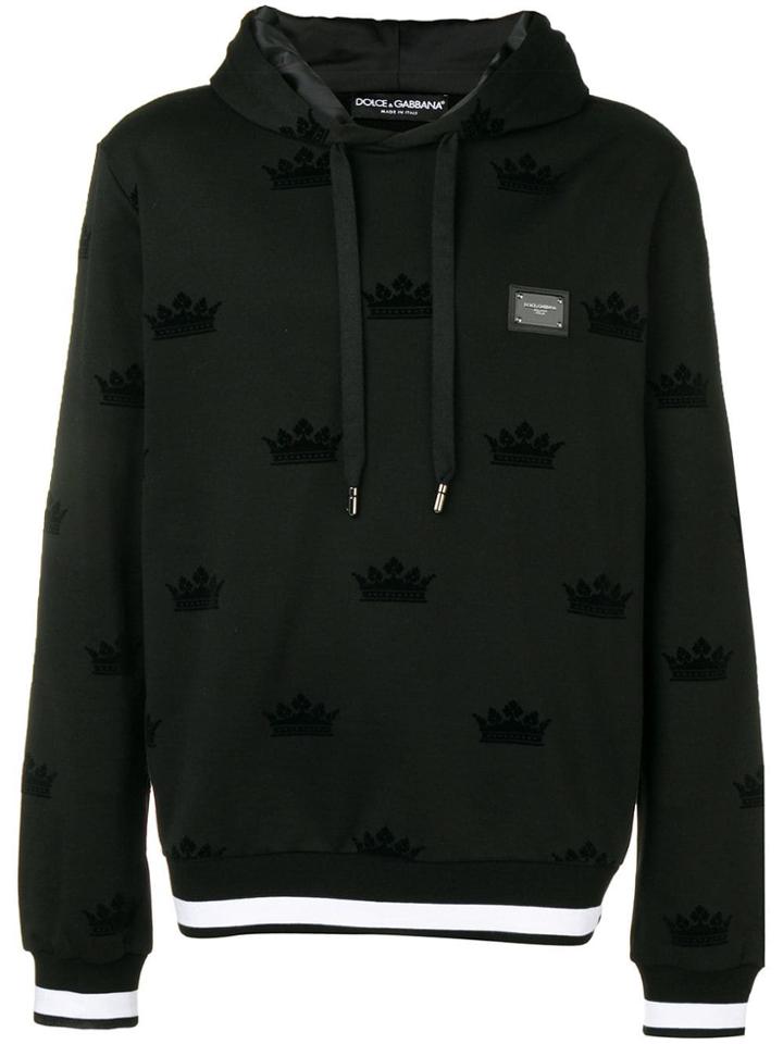 Dolce & Gabbana Crown Pattern Hoodie - Black
