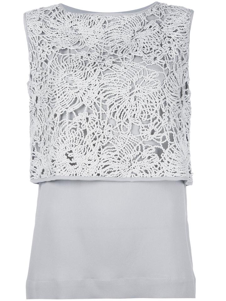 Fabiana Filippi Lace Trim Top, Women's, Size: 48, Grey, Cotton/polyester/acetate/silk