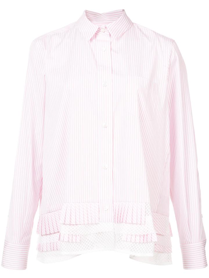 Sacai Striped Pleated Shirt - Pink & Purple