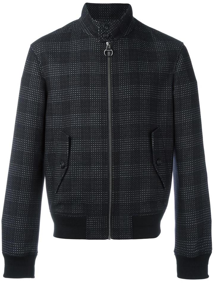 Z Zegna Checked Bomber Jacket, Men's, Size: 50, Black, Wool/cotton/rayon