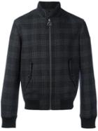 Z Zegna Checked Bomber Jacket, Men's, Size: 50, Black, Wool/cotton/rayon