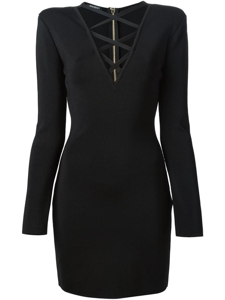 Balmain Criss Cross Fitted Dress