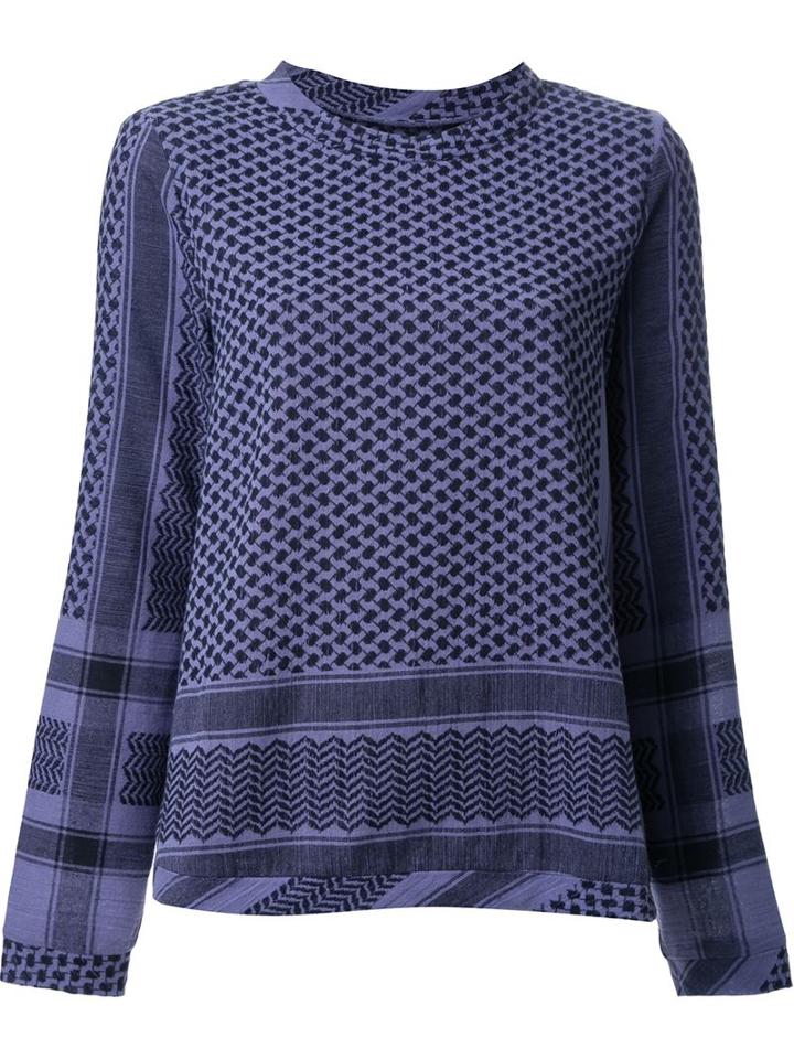 Cecilie Copenhagen Keffiyeh Jacquard Top, Women's, Blue, Cotton