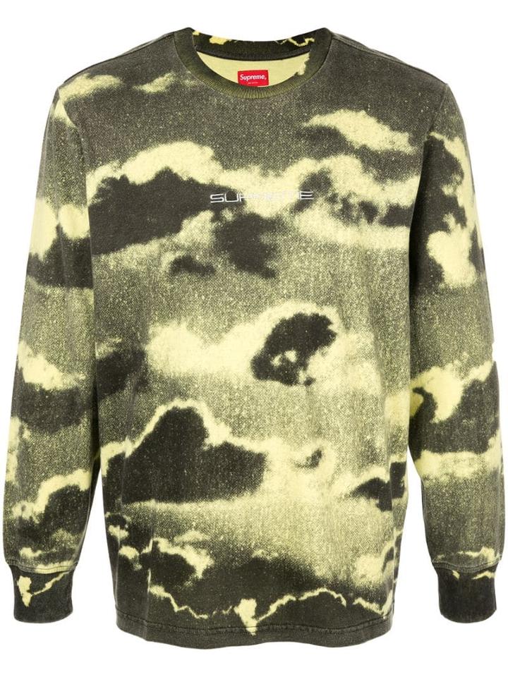 Supreme Cloud Print Long-sleeved T-shirt - Pale Yellow