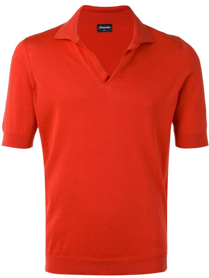 Drumohr - Open Neck Polo Shirt - Men - Cotton - 48, Red, Cotton