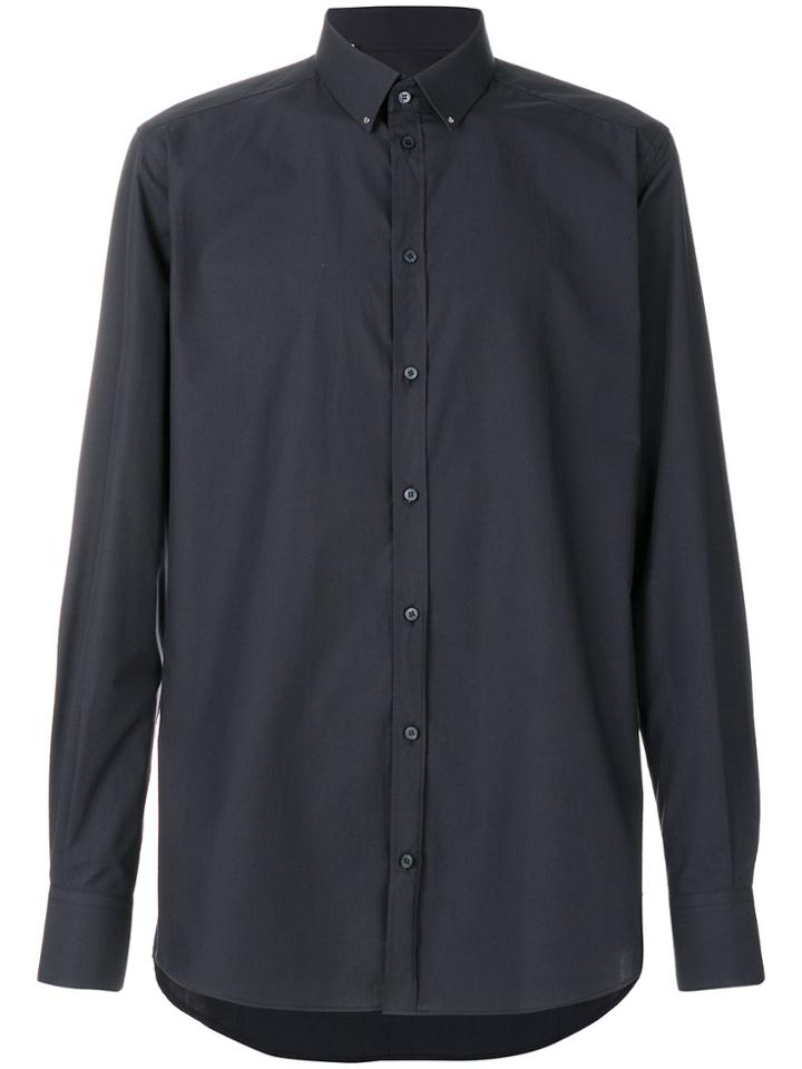 Dolce & Gabbana Logo Plaque Collar Shirt - Blue