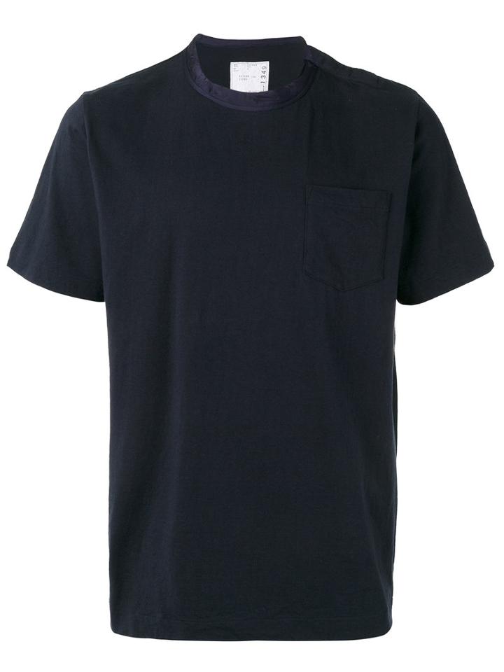 Sacai Silky Crew Neck T-shirt, Men's, Size: 3, Blue, Cotton/cupro