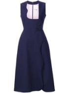 Roksanda Scalloped Fastening Dress, Women's, Size: 10, Blue, Polyester/spandex/elastane/viscose
