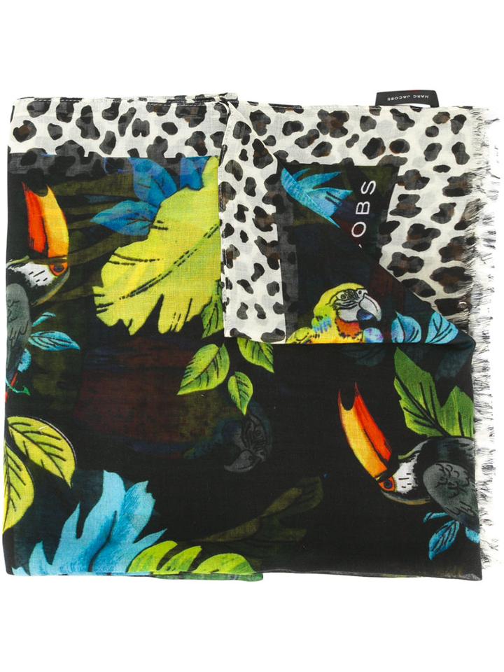 Marc Jacobs Parrot Print Stole, Women's, Black, Silk/modal