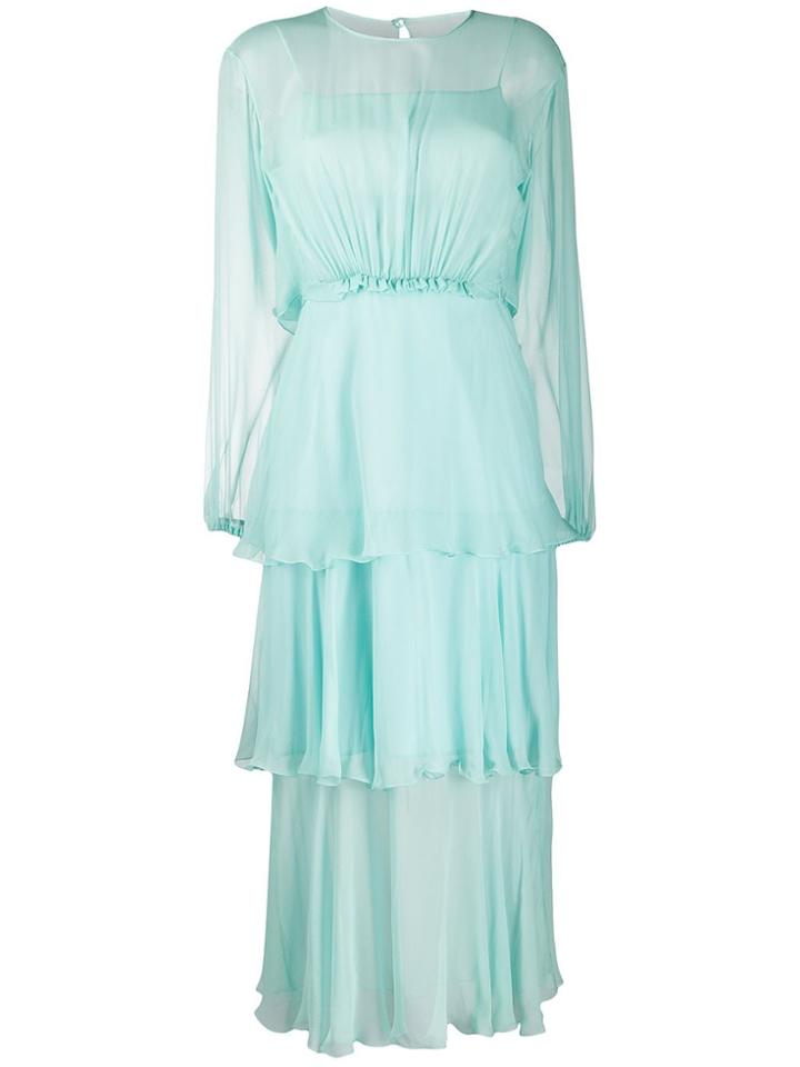 Alberta Ferretti Ruffled Midi Dress - Blue