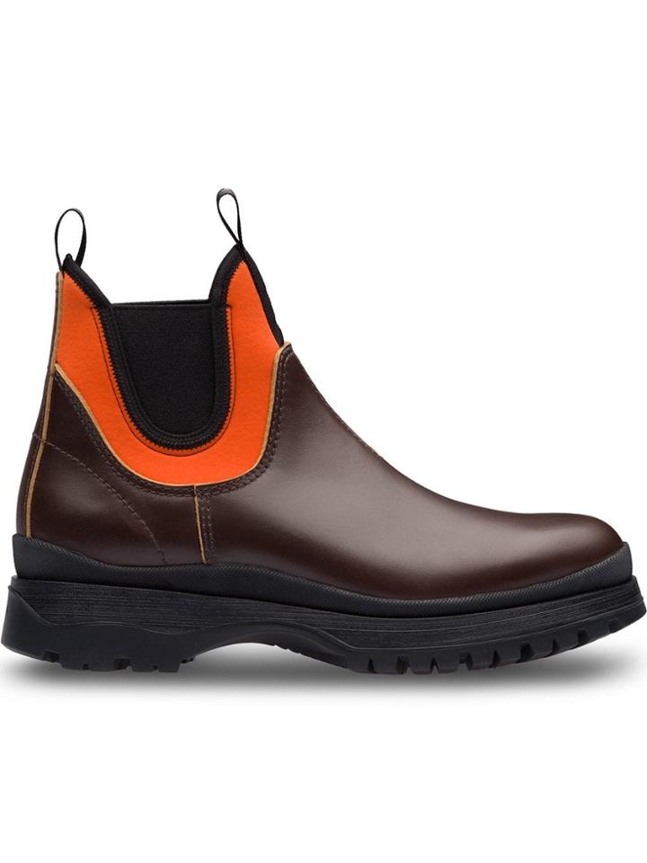 Prada Colour-block Ankle Boots - Brown