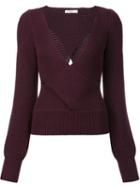Tome Cut-off Detailing V-neck Blouse, Women's, Size: Medium, Pink/purple, Wool
