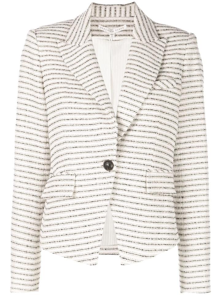 Veronica Beard Horizontal Striped Blazer - White