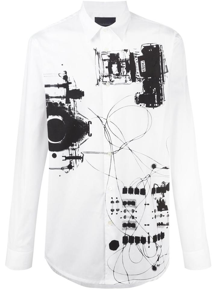 Diesel Black Gold X-ray Print Shirt, Men's, Size: 48, White, Cotton/spandex/elastane