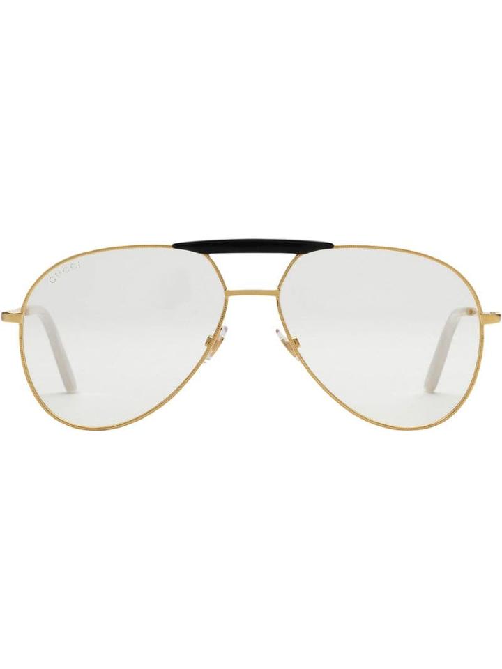 Gucci Eyewear Double-bridge Aviator Frames - Gold