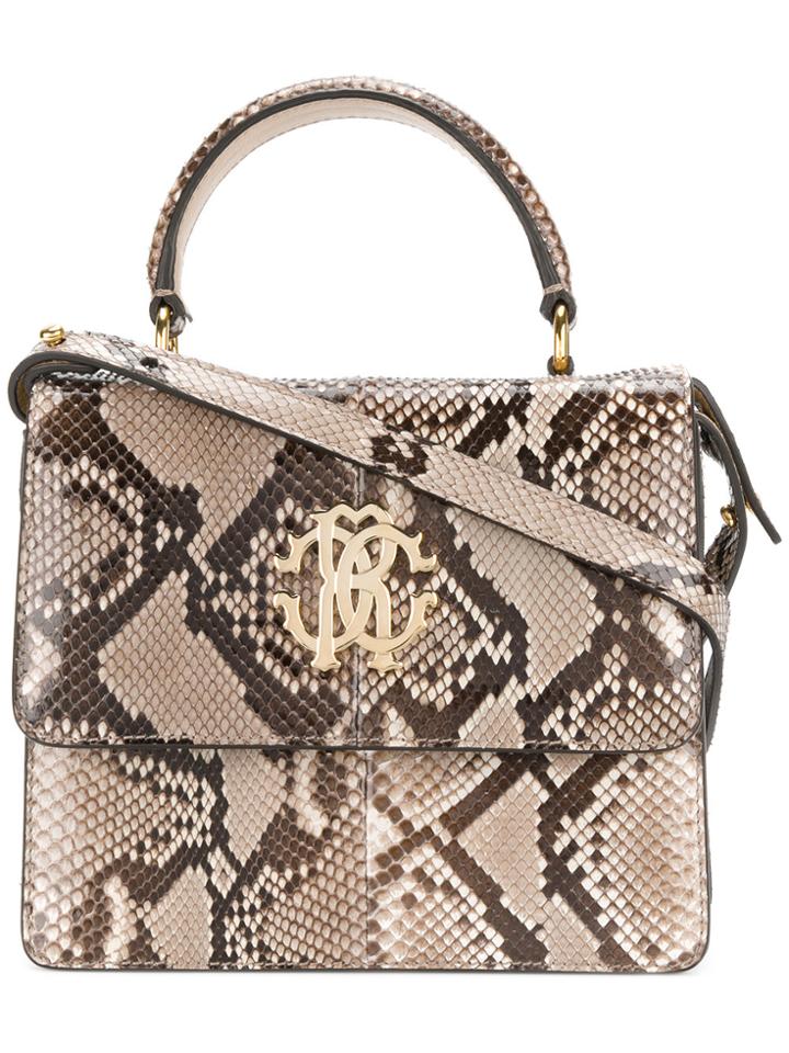 Roberto Cavalli Python Print Shoulder Bag - Brown