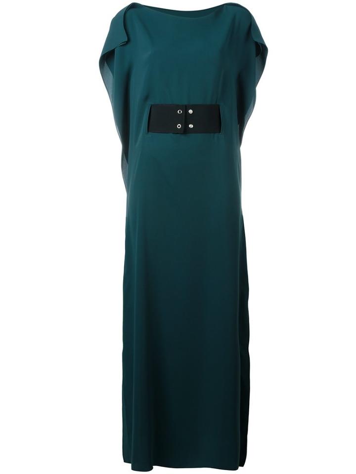 Mm6 Maison Margiela Rectangular Long Dress, Women's, Size: 42, Green, Polyester
