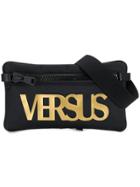 Versus Logo Printed Shoulder Strap Wallet - Black