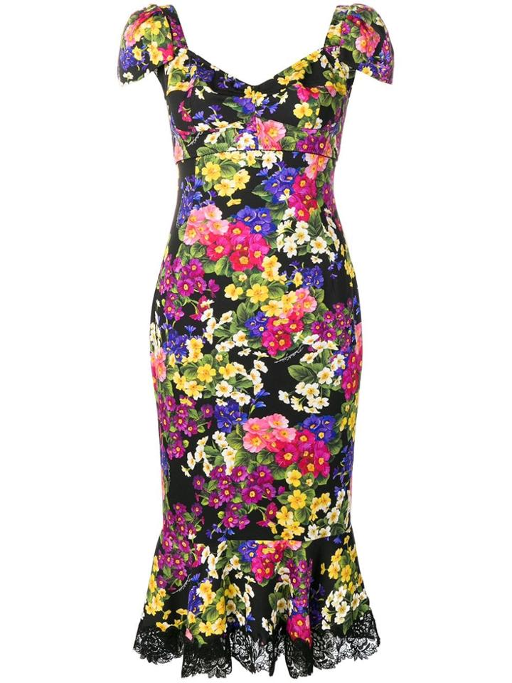 Dolce & Gabbana Floral Peplum Dress - Black