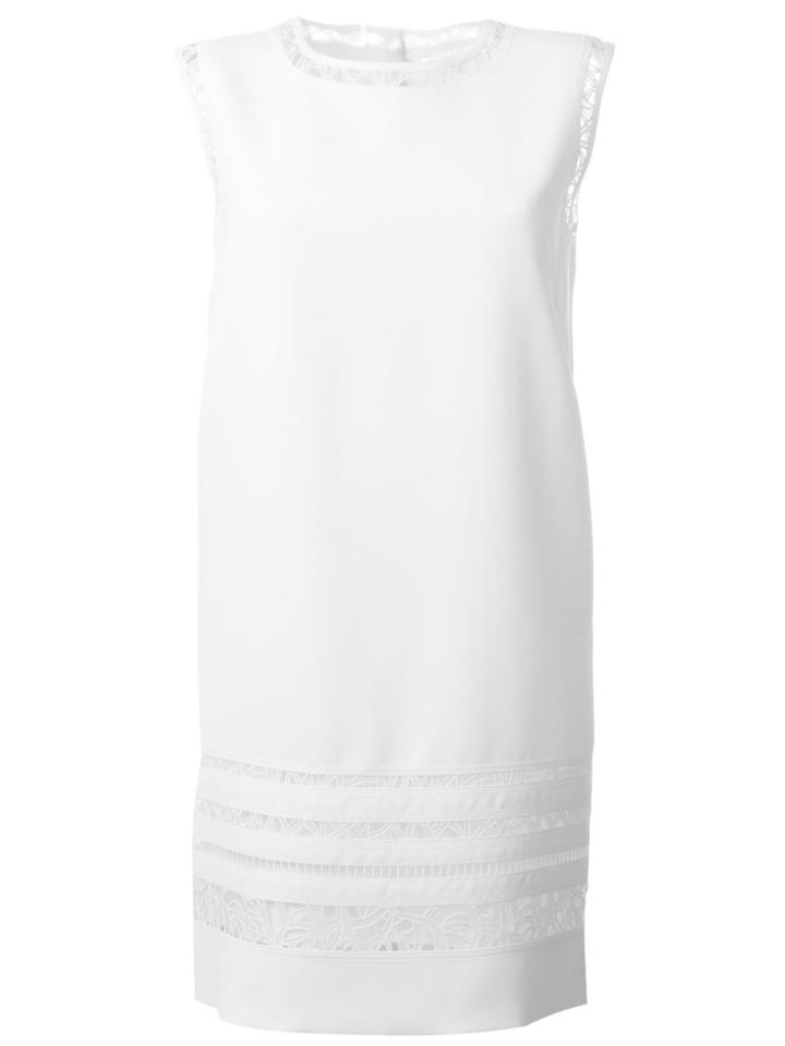 Ermanno Scervino Lace Detail Shift Dress, Women's, Size: 42, White, Silk/polyester