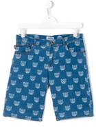 Moschino Kids Teddy Bear Print Denim Shorts, Boy's, Size: 14 Yrs, Blue