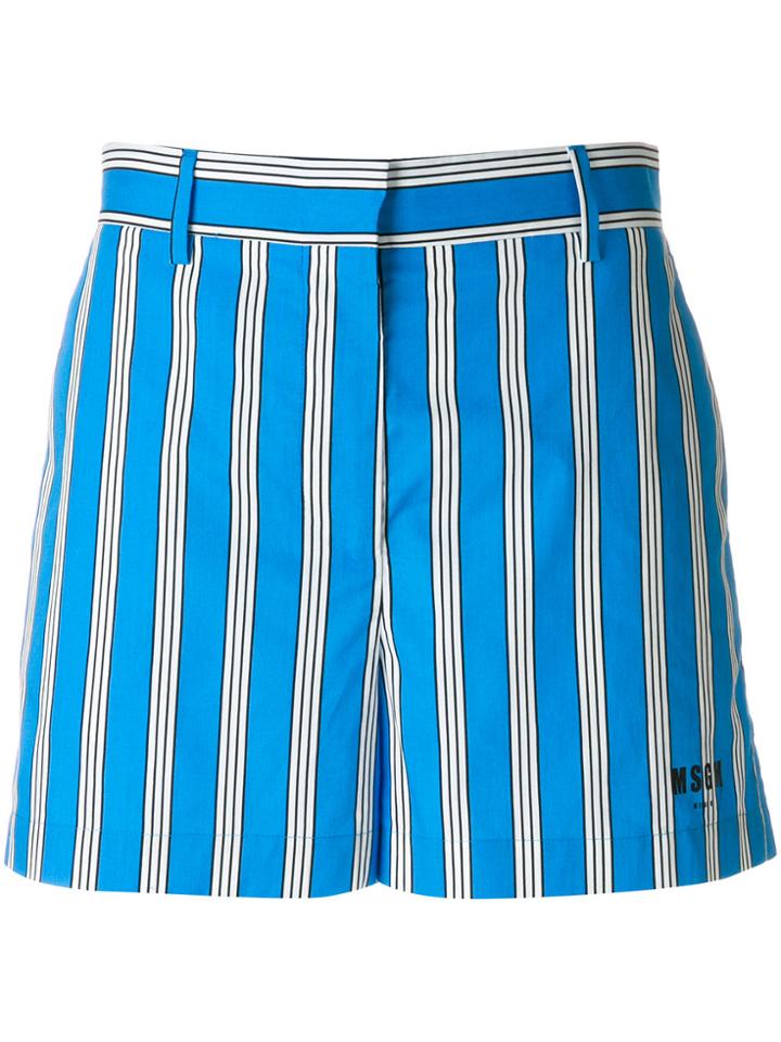 Msgm Casual Striped Shorts - Blue