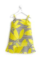 Young Versace Leaf Print Sundress, Girl's, Size: 12 Yrs, Yellow/orange