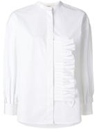 Ports 1961 Ruffle Detail Mandarin Collar Shirt - White