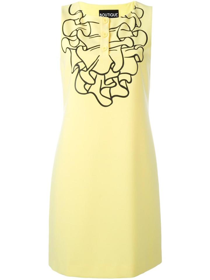 Boutique Moschino Ruffled Print Shift Dress - Yellow & Orange