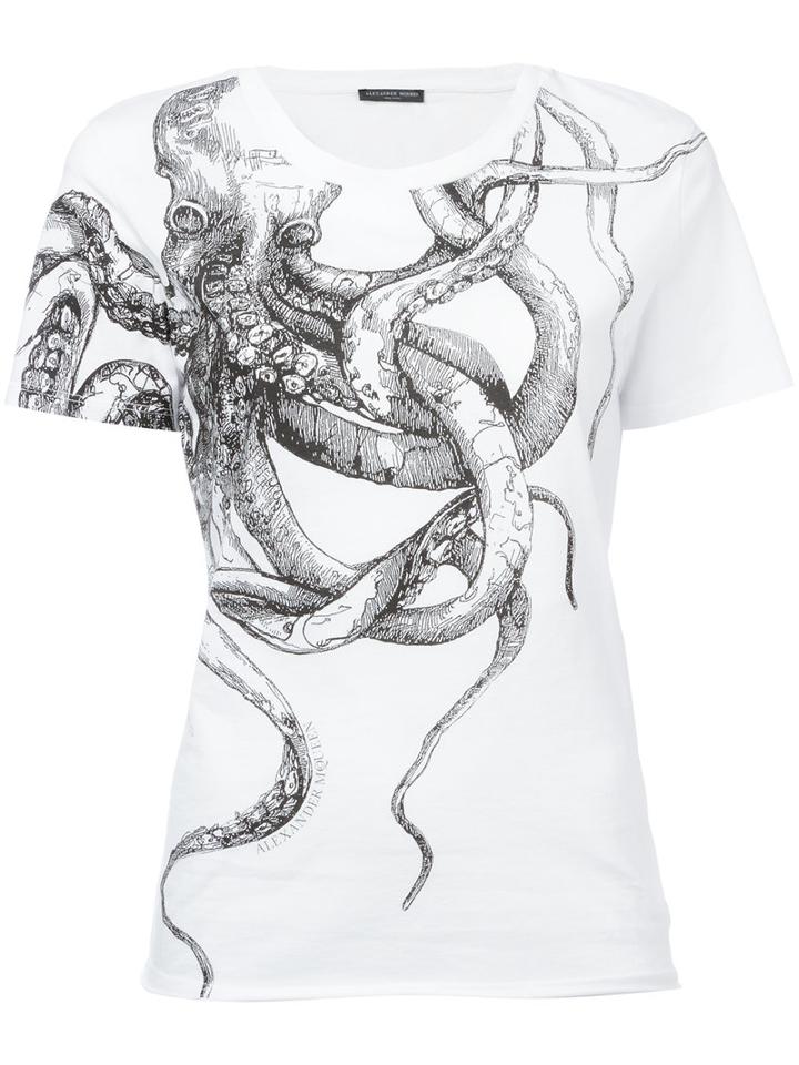 Alexander Mcqueen Octopus T-shirt, Women's, Size: 38, White, Cotton