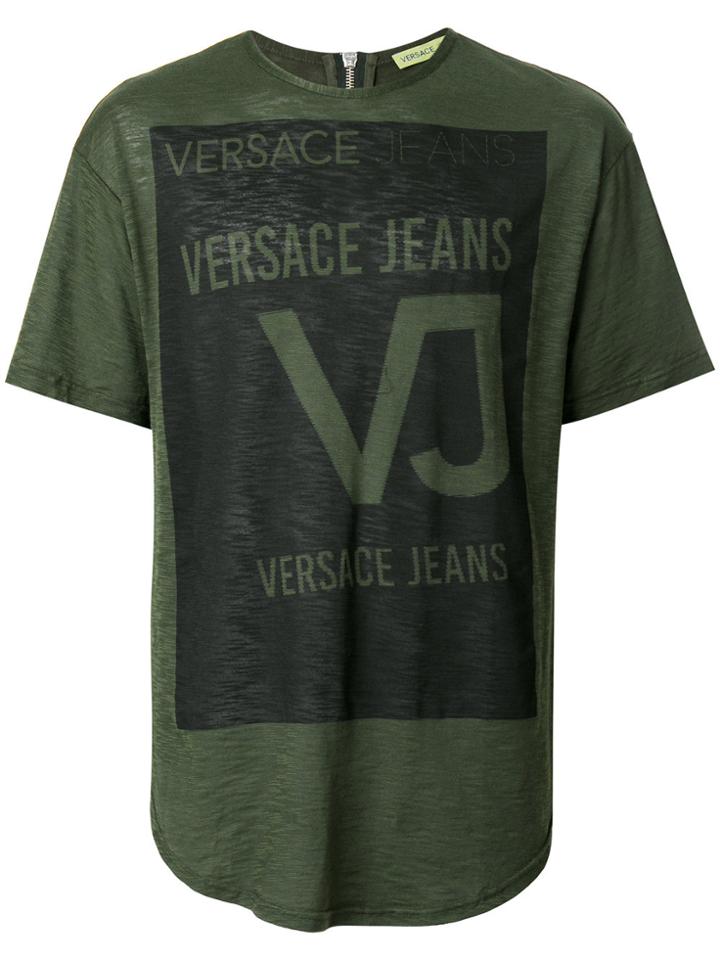 Versace Jeans Long-line Logo T-shirt - Green
