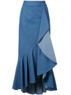 Hellessy Daffodil Ruffled Midi Skirt - Blue
