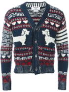 Thom Browne Dog Intarsia Cardigan, Men's, Size: 4, Mohair/wool