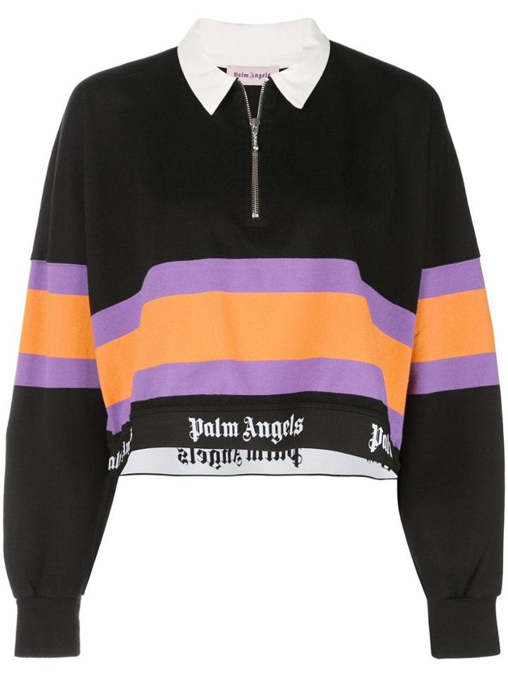 Palm Angels Polo Collar Zip Jumper - Black
