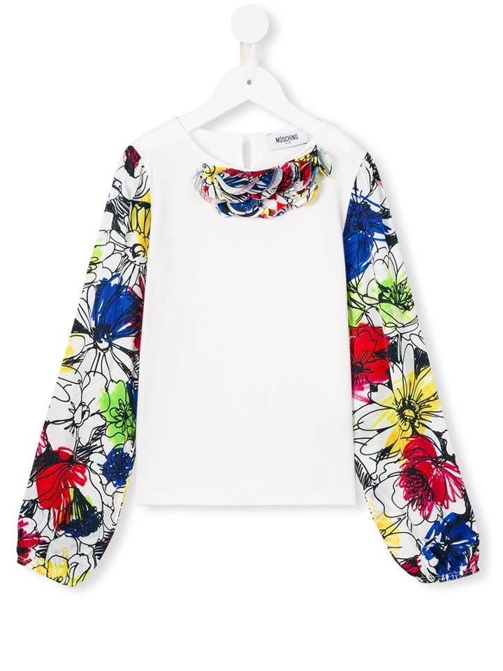 Moschino Kids Floral Print Blouse, Girl's, Size: 10 Yrs, White