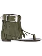 Giuseppe Zanotti Design Fringed Sandals, Women's, Size: 38.5, Green, Leather