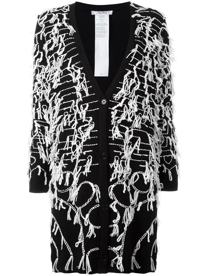 Max Mara Allover Embroidery Cardigan, Women's, Size: Small, Black, Virgin Wool