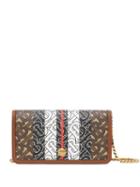 Burberry Monogram Stripe E-canvas Phone Wallet With Strap - Brown