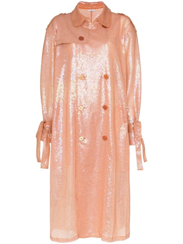 Ashish Belted Sequin Trench Coat - Pink