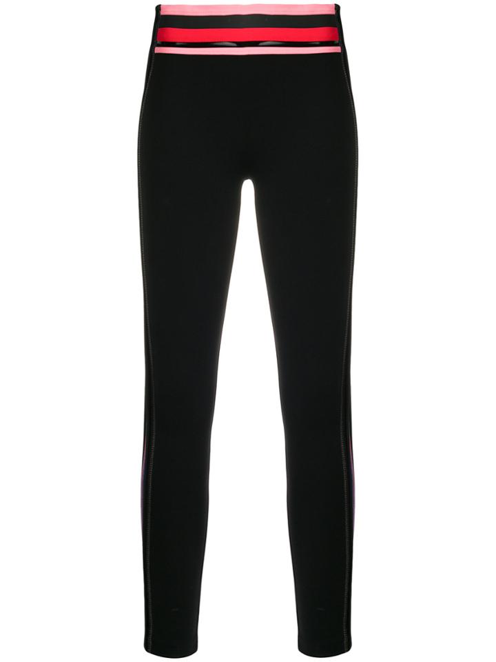 No Ka' Oi Striped Trim Compression Leggings - Black