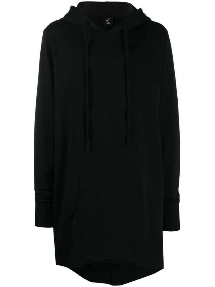 Thom Krom Longline Drawstring Hoodie - Black